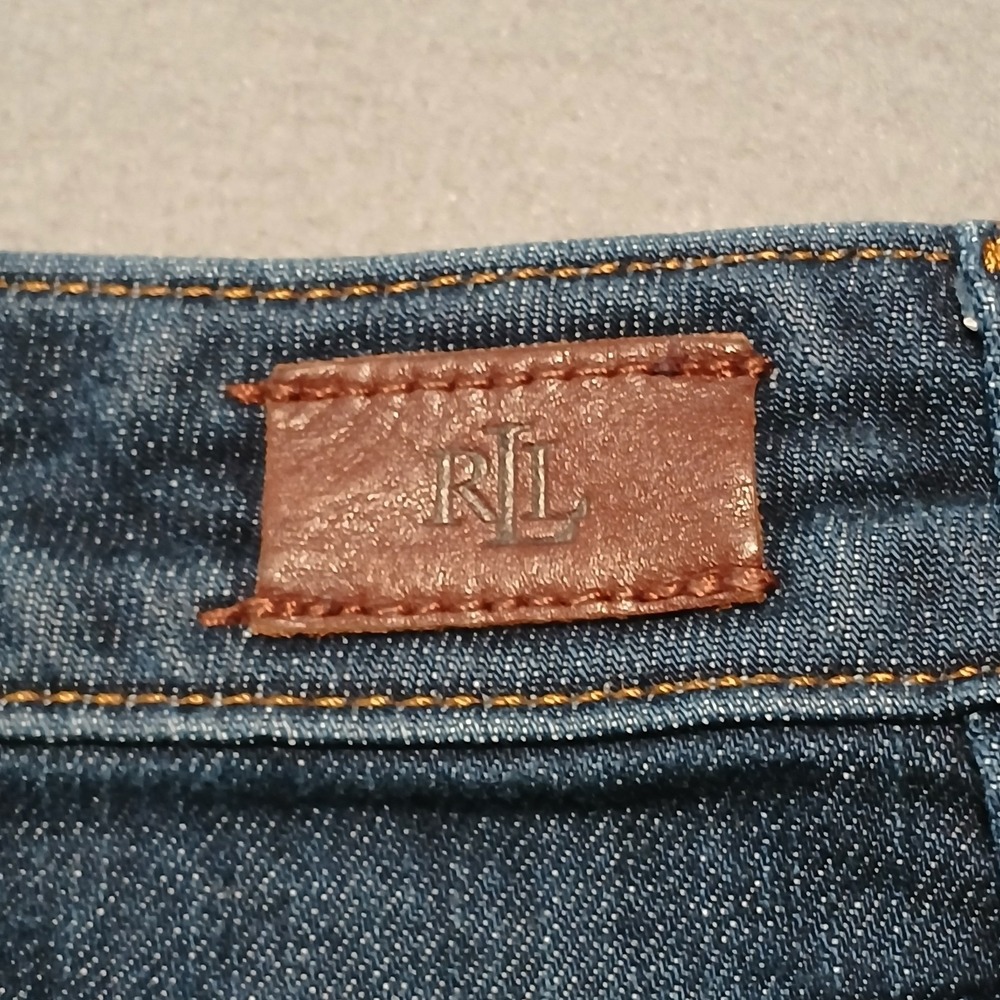 LAUREN‎ RALPH LAUREN Denim Knee Length Skirt Womens Size 6 Pockets Zipper Preppy - Picture 7 of 10
